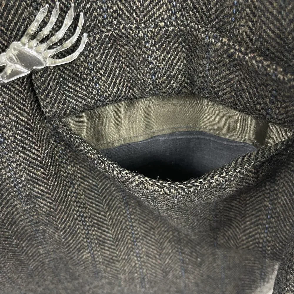 Vintage Cricketeer Lambs Wool Herringbone Blazer 44R Tweed USA Made Preppy
